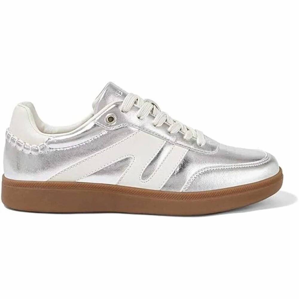 NEW LUCKY STEP women's lace up classic retro gum sole sneakers in silver